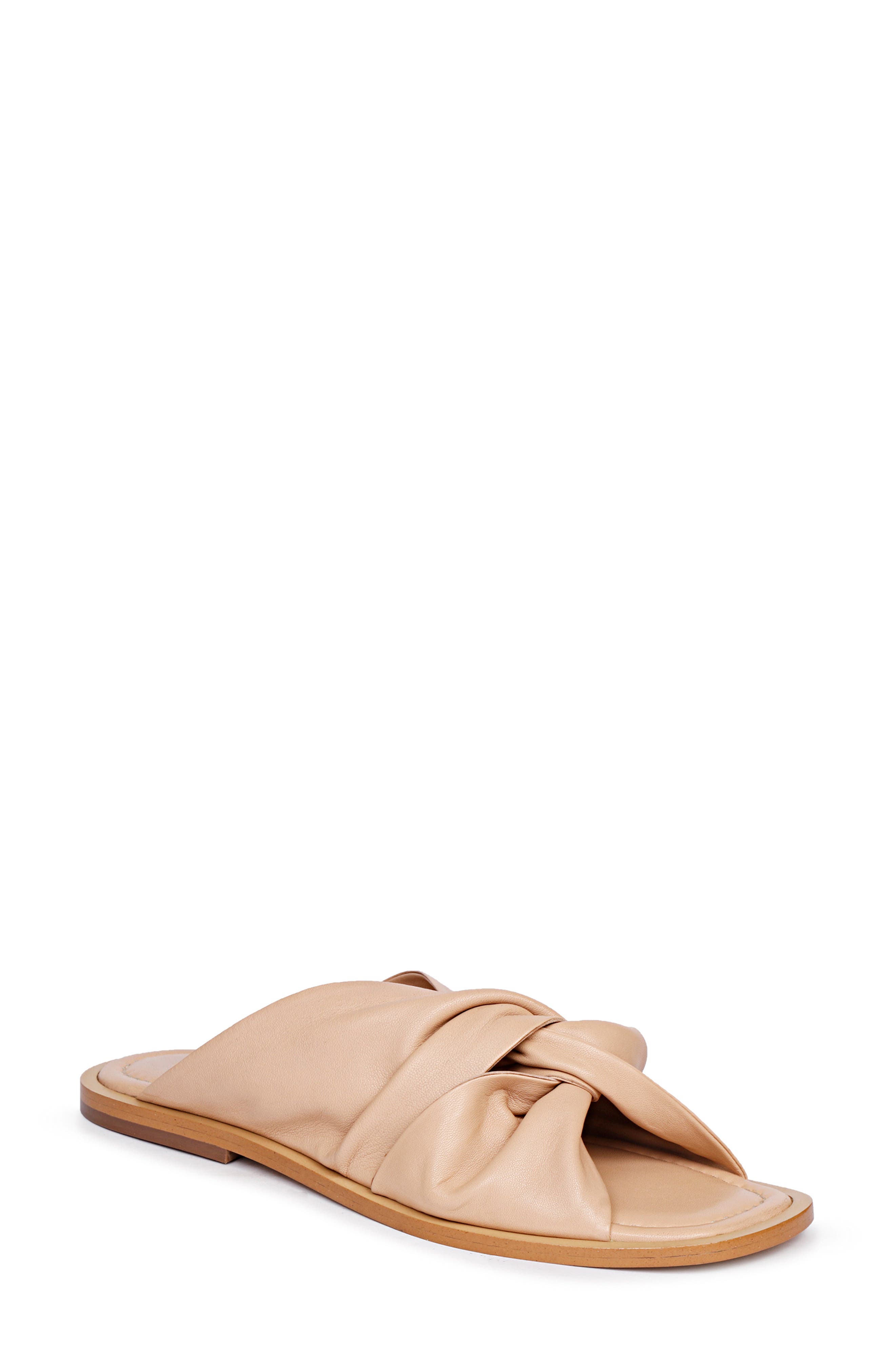 Taylor Leather Crisscross Slide Sandal, Main, color, BEIGE