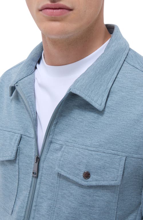 Bugatchi Soft Touch Zip Knit Shirt Jacket In Shark