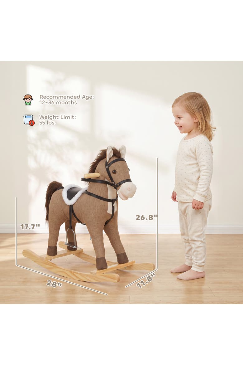 Wooden Rocking Horse Toy, Alternate, color, Brown