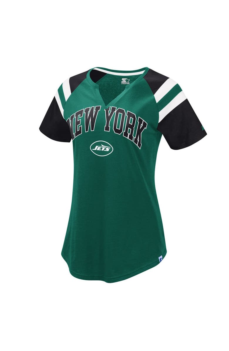 STARTER Women's Starter  Green New York Jets Game On Notch Neck Raglan T-Shirt, Alternate, color, 