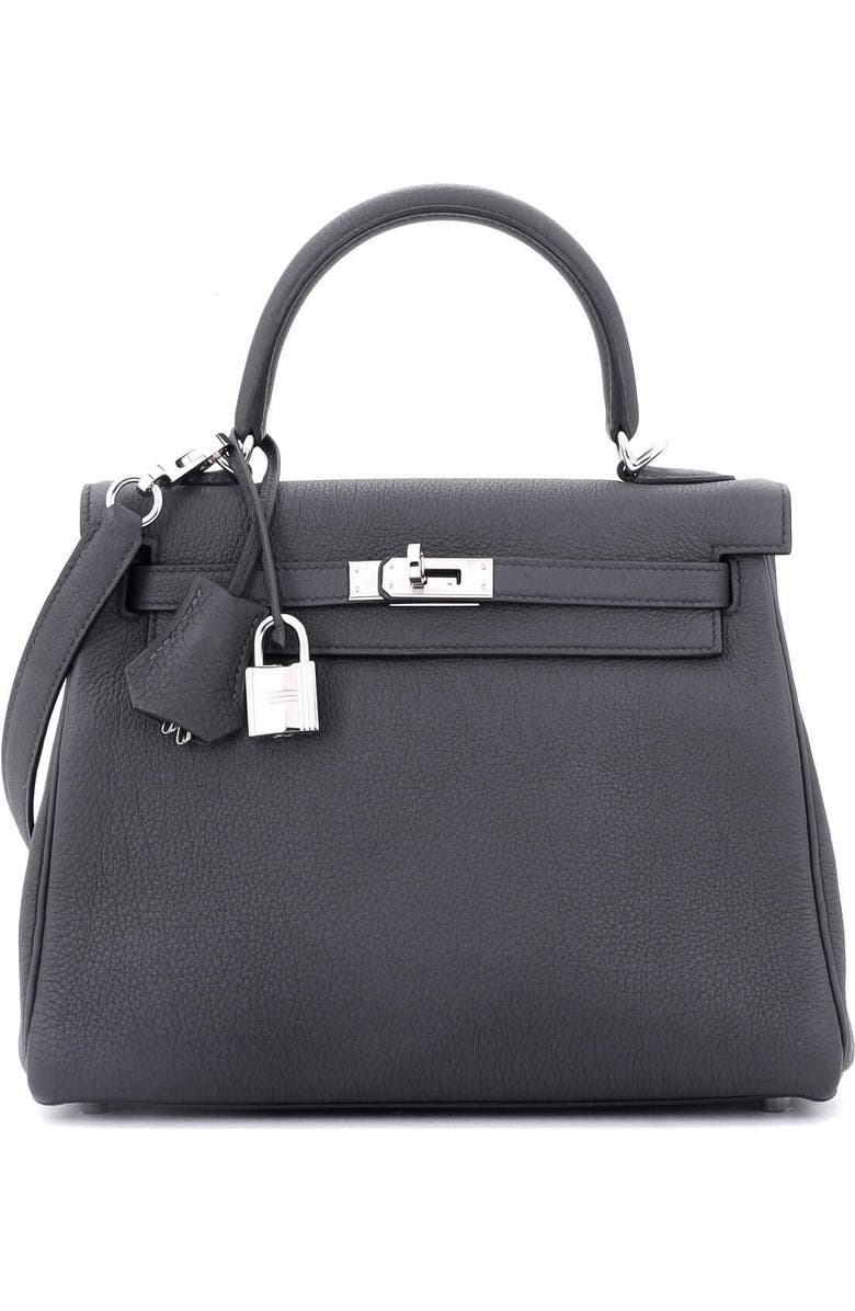 Pre-Owned Hermes Kelly Handbag Grey Togo with Palladium Hardware 25, Main, color, Gris Misty