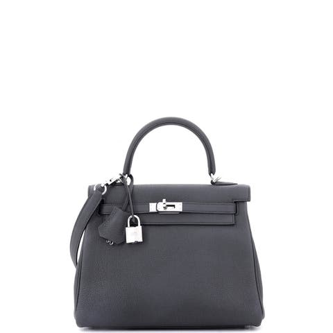 Kelly Handbag Grey Togo with Palladium Hardware 25