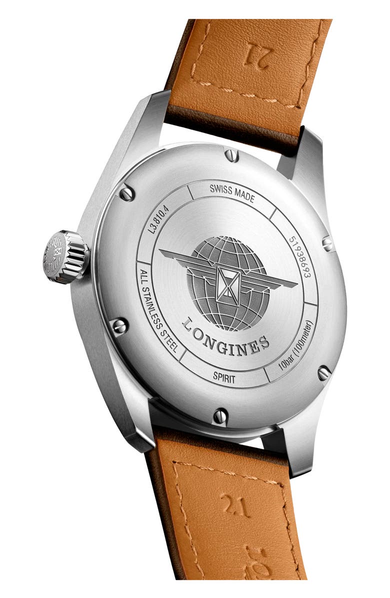 Longines Spirit Automatic Leather Strap Watch, 40mm, Alternate, color, 