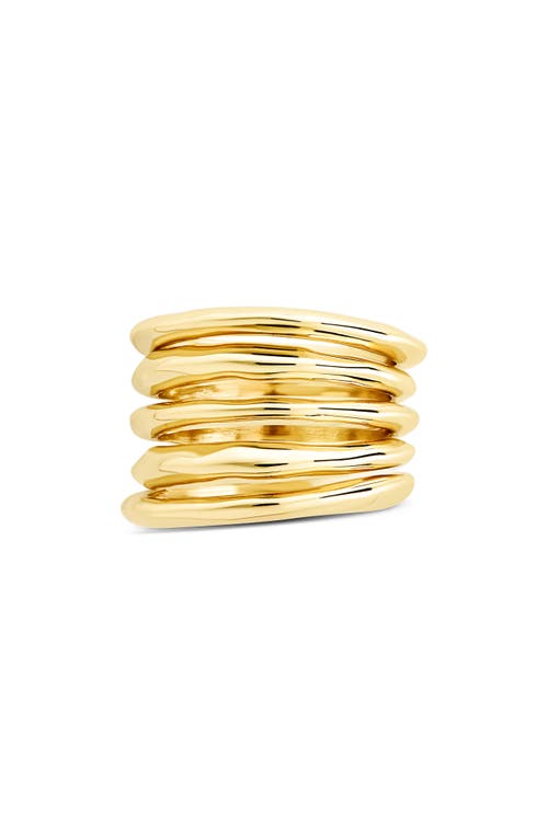 Sterling Forever Faye Textured Layered Band Ring In Gold