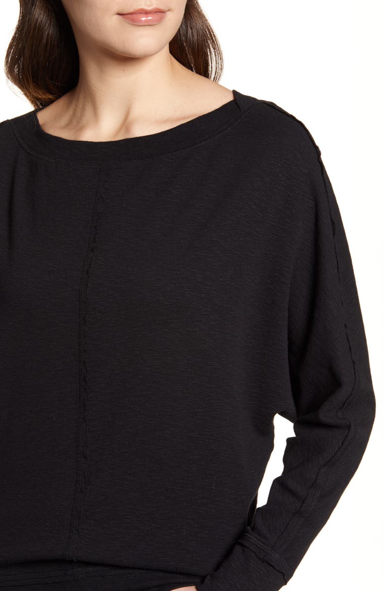 Caslon<sup>®</sup> Bateau Neck Exposed Seam Cotton Blend Top, Alternate, color,