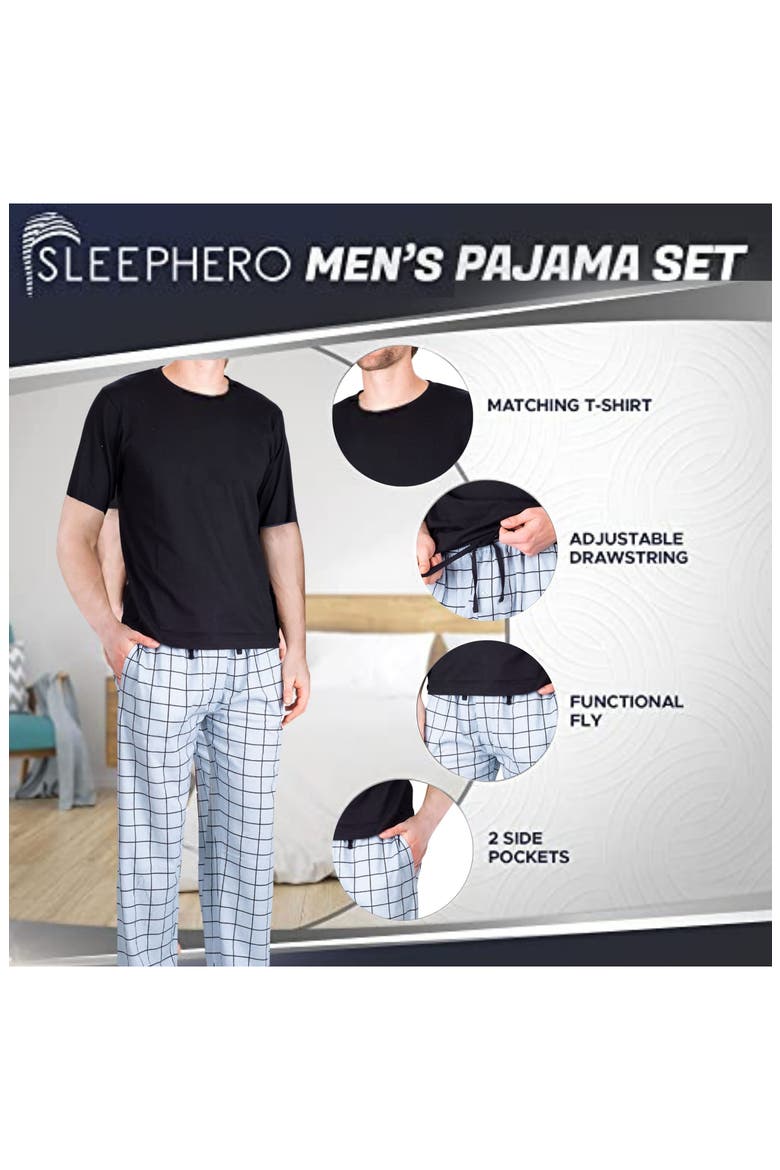 Knit Brushed Grid Flannel Pajamas, Alternate, color, WINDOWPANE