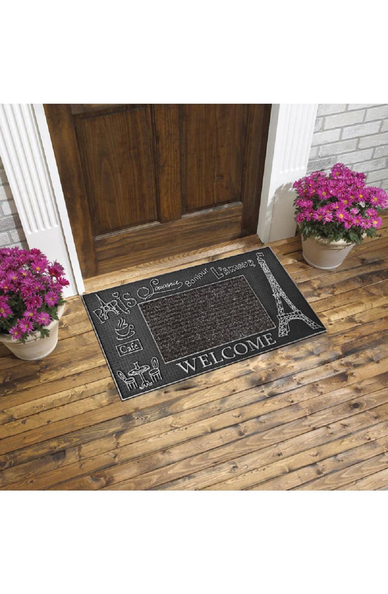 J AND V TEXTILES Welcome Outdoor Mat, Alternate, color, Paris Silver