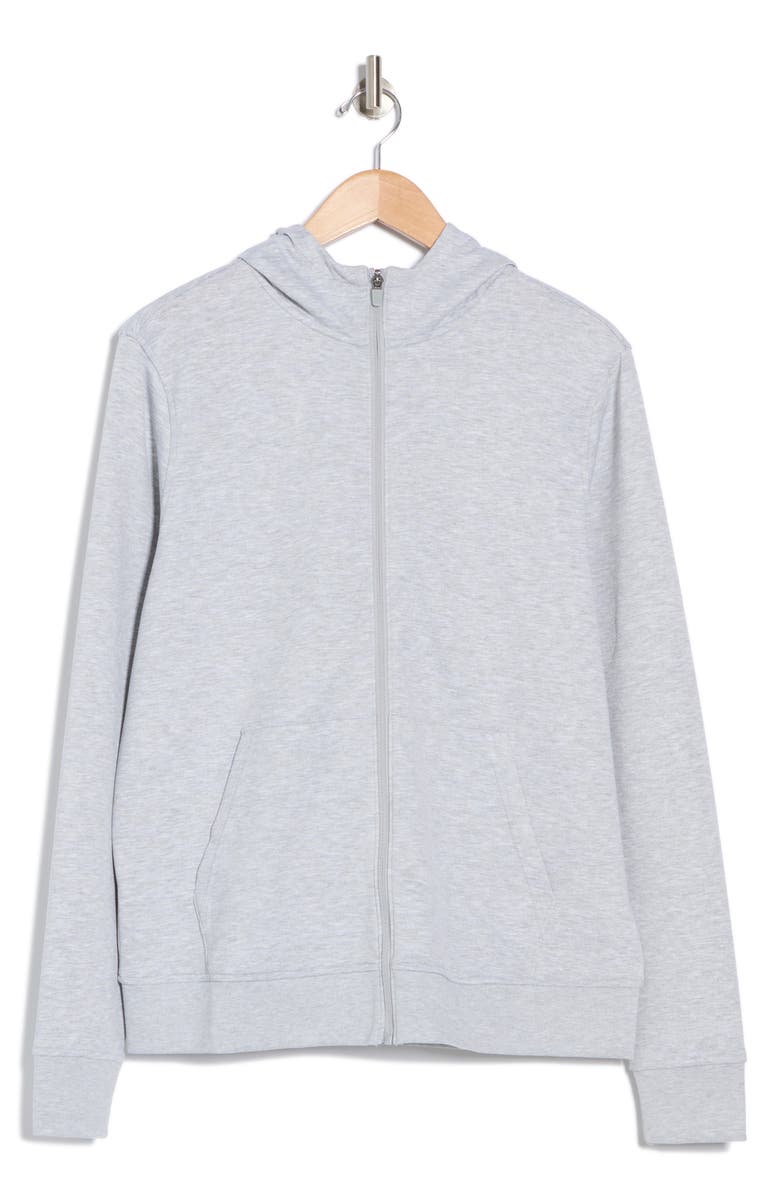90 DEGREE BY REFLEX Scuba Full-Zip Hoodie, Alternate, color, Heather Grey