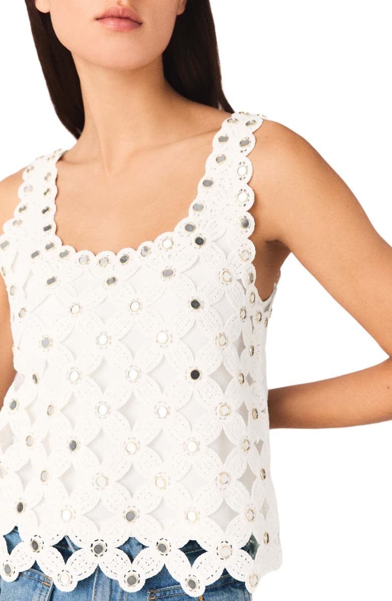 maje Mirrored crochet top, Alternate, color, White