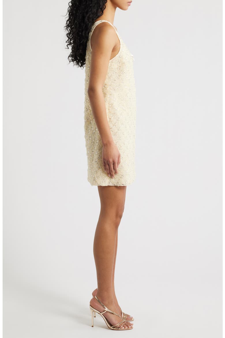 Jeanetta Beaded Cocktail Minidress, Alternate, color, BUTTER