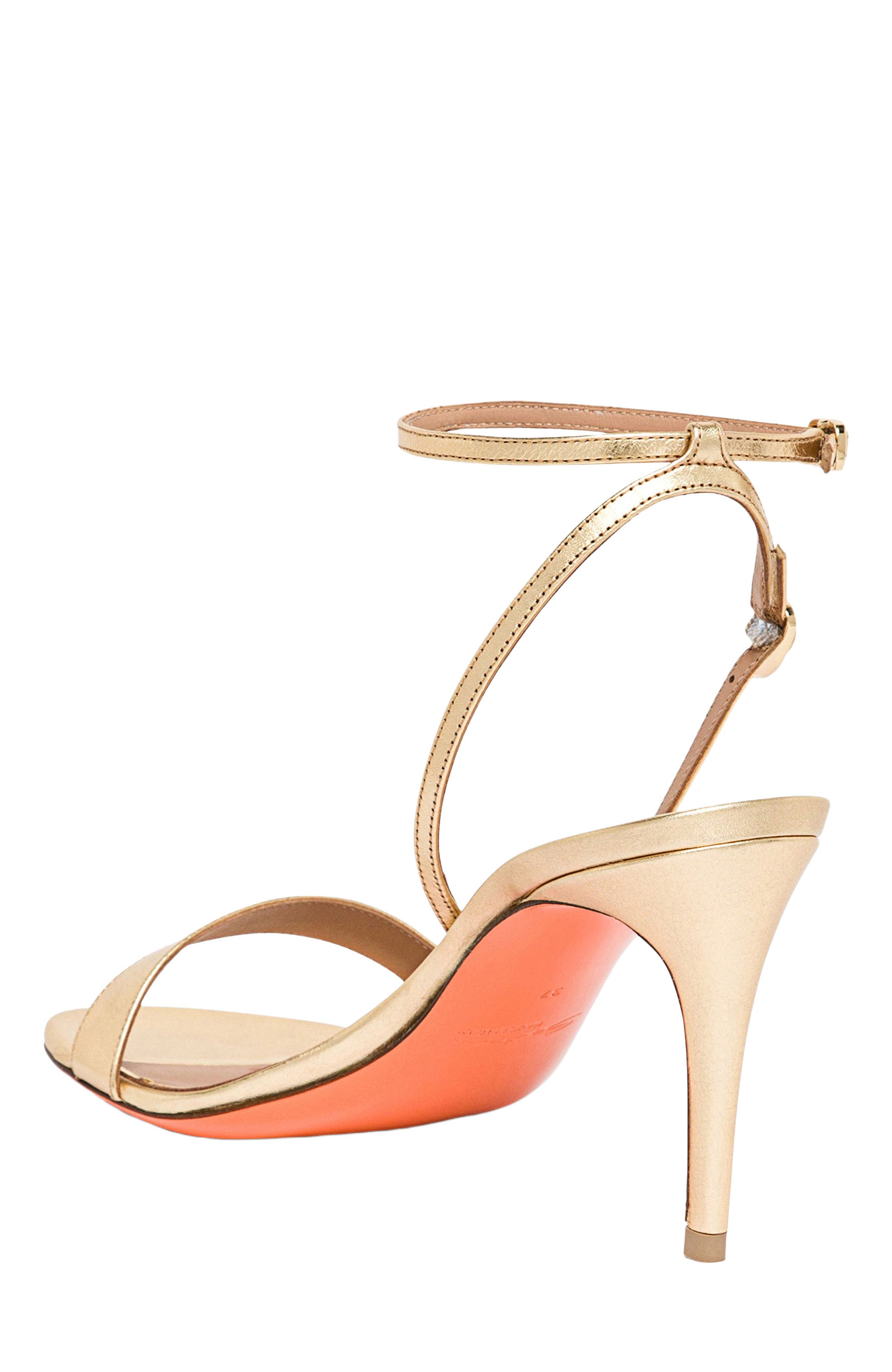 Santoni Leather high-heel sandal, Alternate, color, Gold