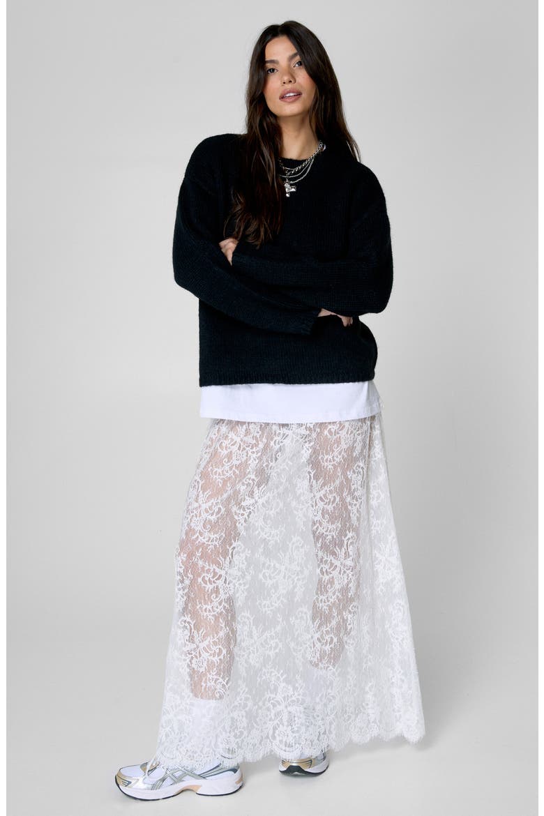Oversize Crewneck Sweater, Alternate, color, BLACK