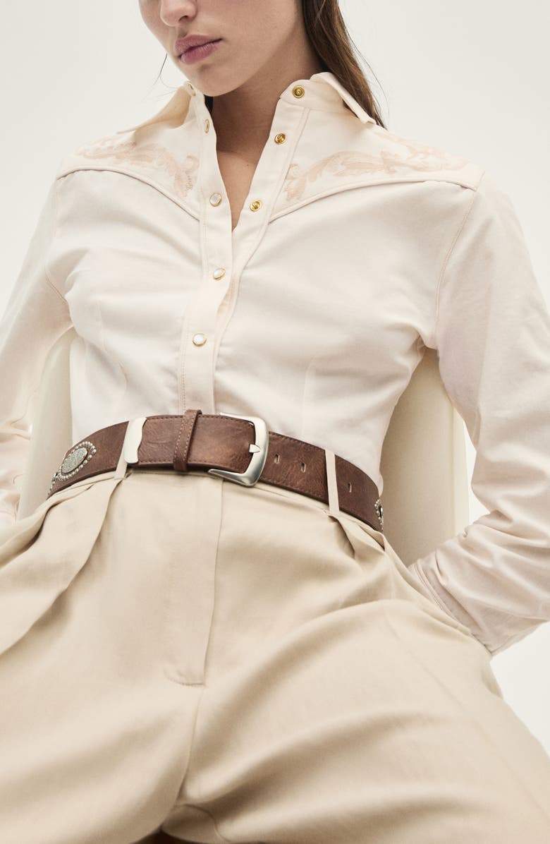 MANGO Embroidered Western Shirt, Alternate, color, 