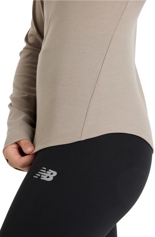 New Balance Microrib Long Sleeve T-shirt In Brown