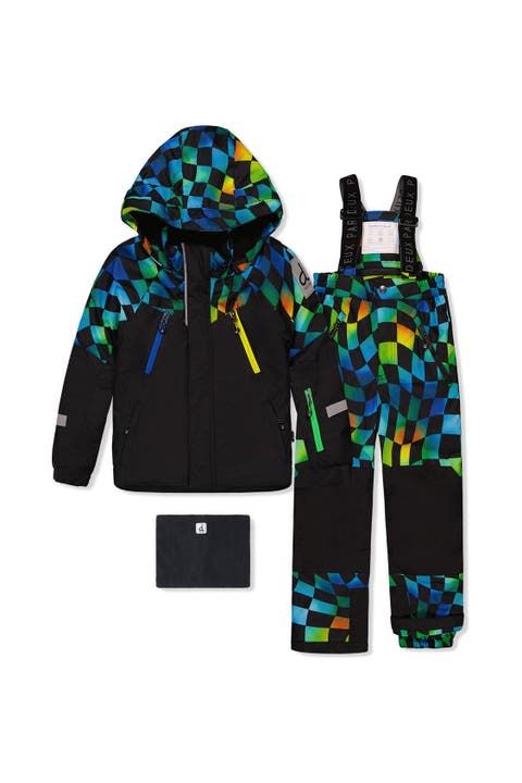 Play Colorblock Jacket & Checkerboard Pants Two Piece Snowsuit