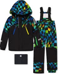 Deux par Deux Play Colorblock Jacket & Checkerboard Pants Two Piece Snowsuit