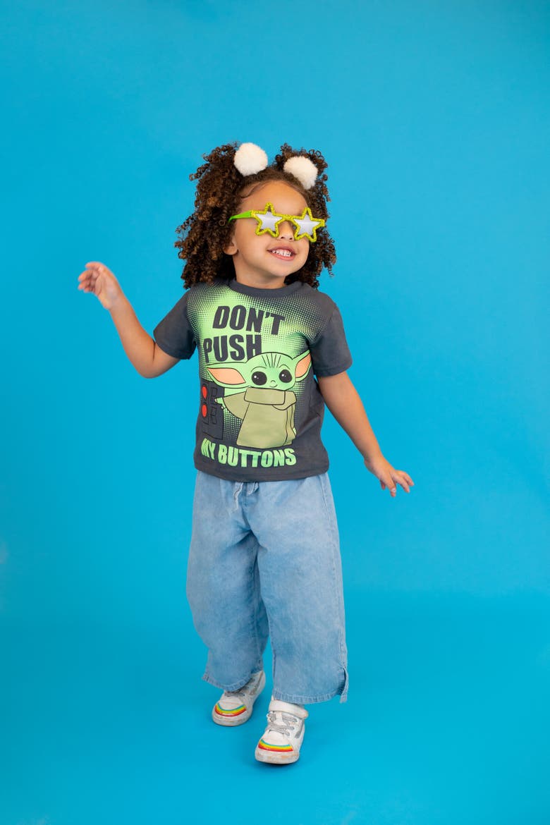 Baby Yoda The Mandalorian T-Shirt & Mesh Shorts Set, Alternate, color, Charcoal