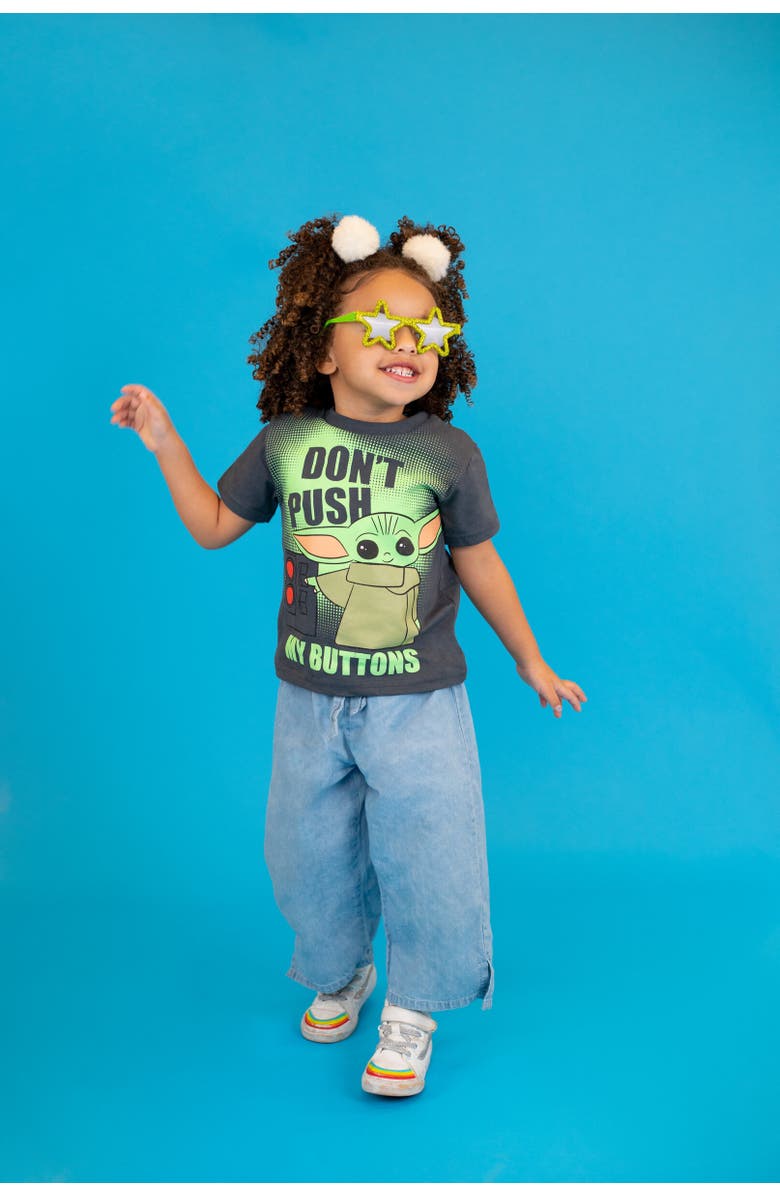 Star Wars Baby Yoda The Mandalorian T-Shirt & Mesh Shorts Set, Alternate, color, Charcoal