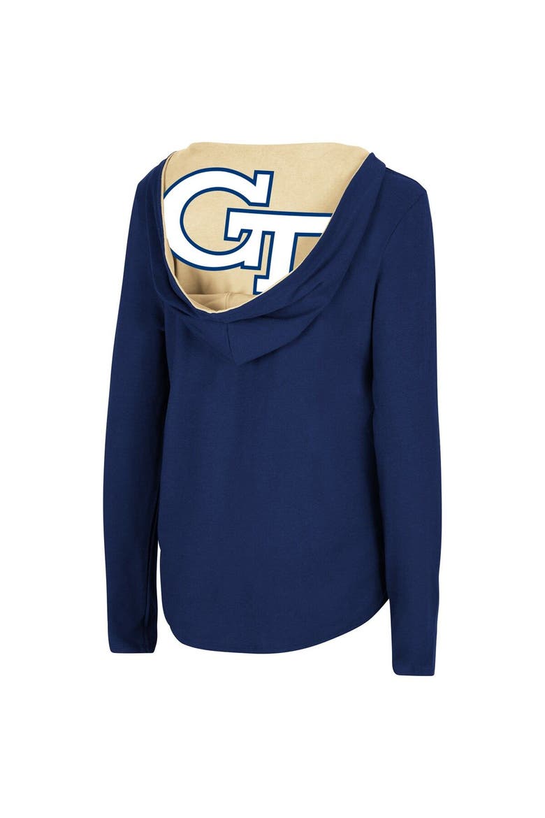 Women's Colosseum Navy Georgia Tech Yellow Jackets Catalina Hoodie Long Sleeve T-Shirt, Alternate, color, Navy