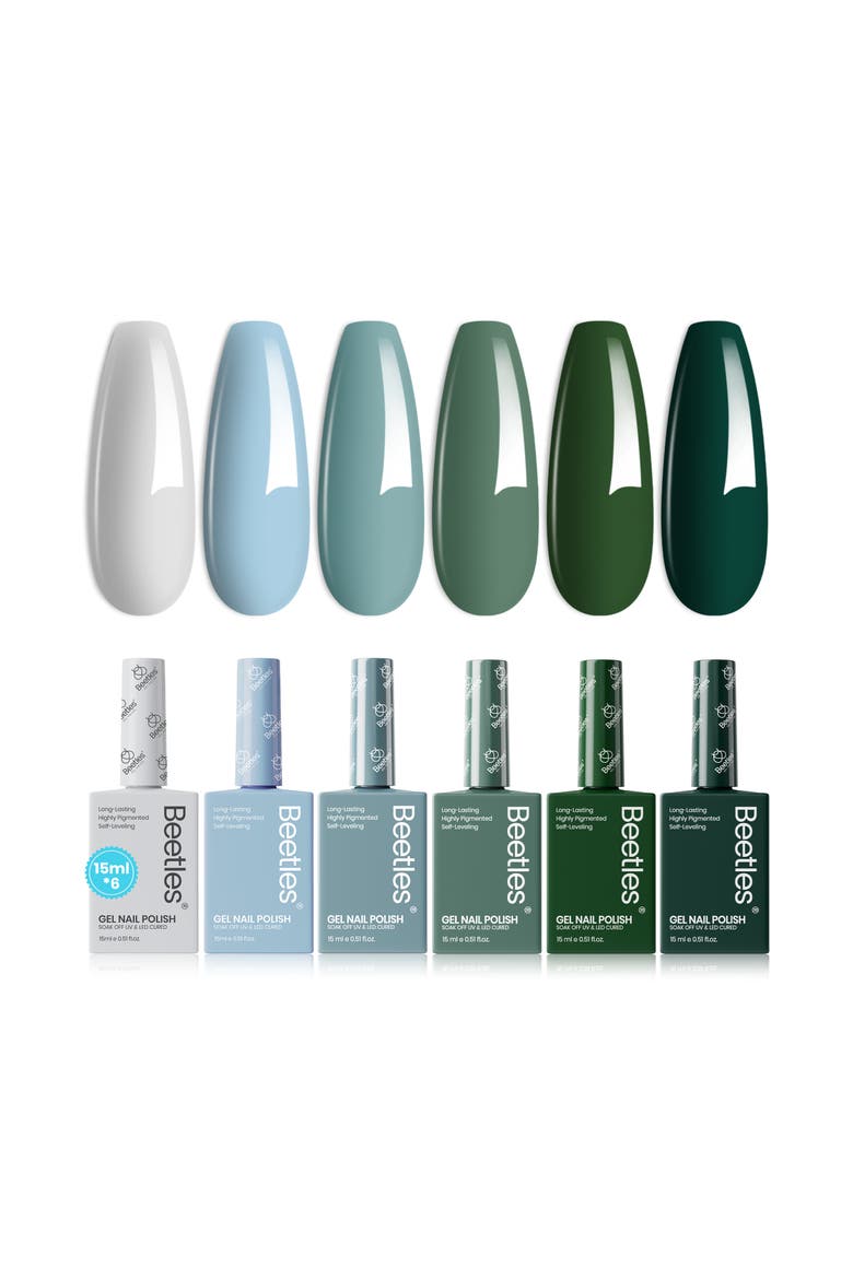 Neutral Nude Gel Polish Set 6 Colors, Main, color, Green