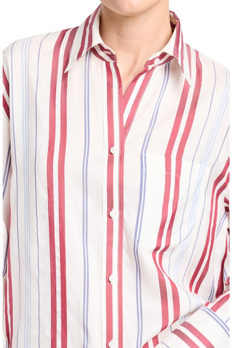 Big Joe Stripe Silk Button-Up Shirt, Alternate, color, IVORY / BLUE / WINE