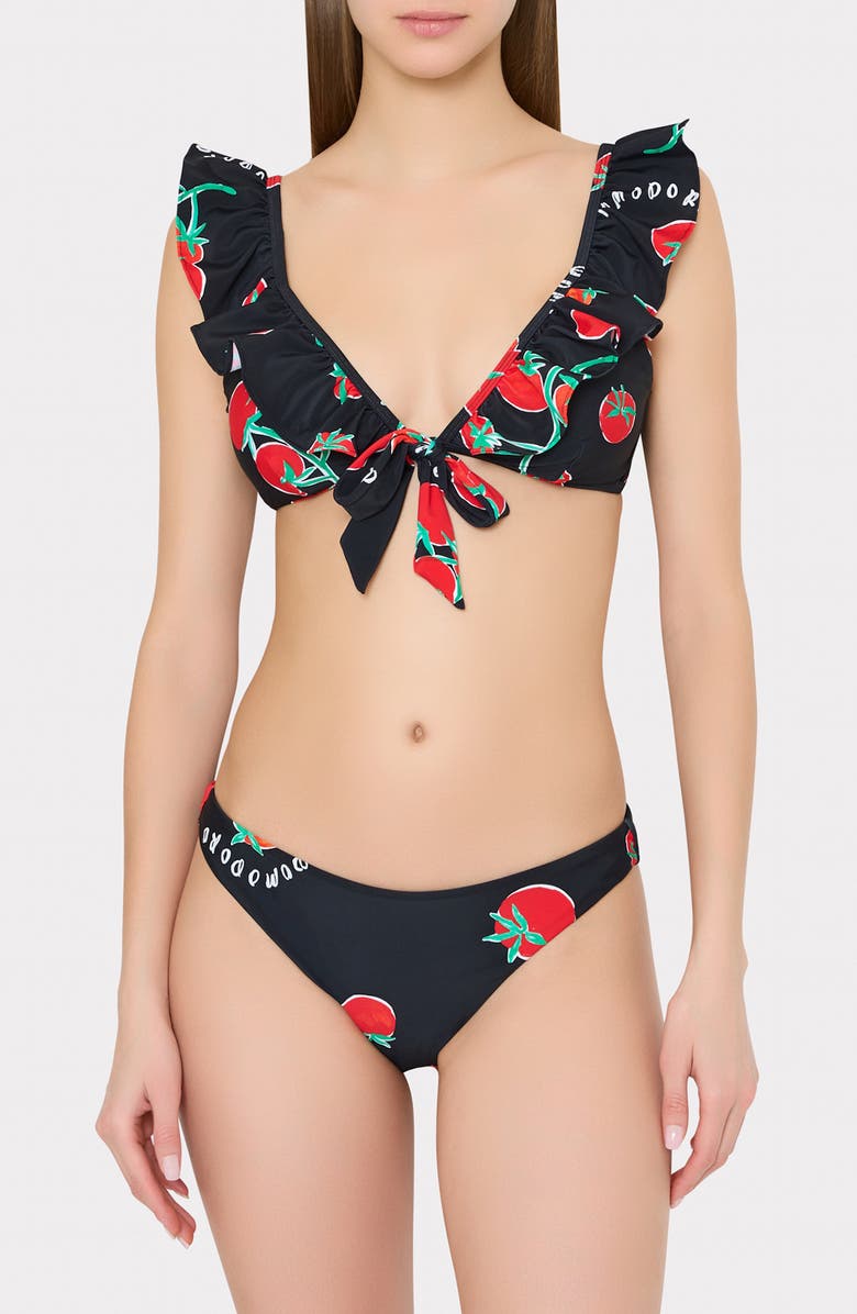 Milly Margot Pomodoro Bikini Bottoms, Alternate, color, Black/ Red