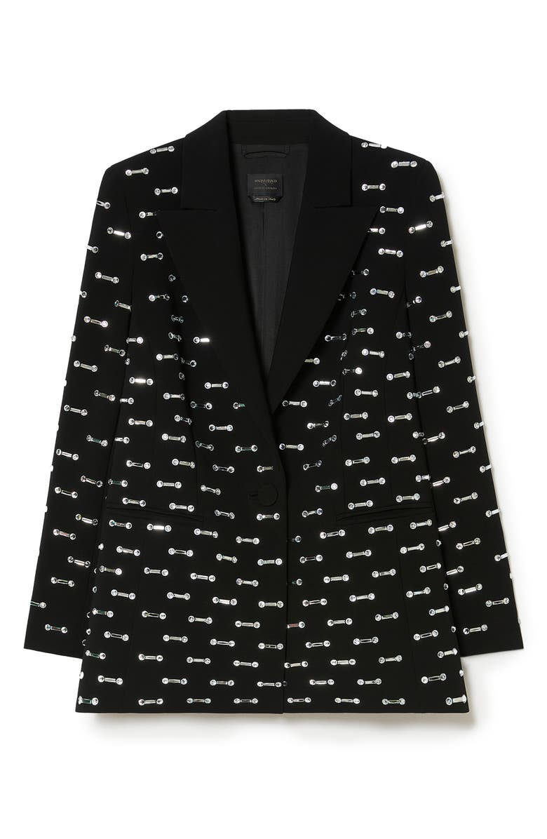 Marina Rinaldi Mecsmalto Rhinestone Detail Jacket, Alternate, color, Black