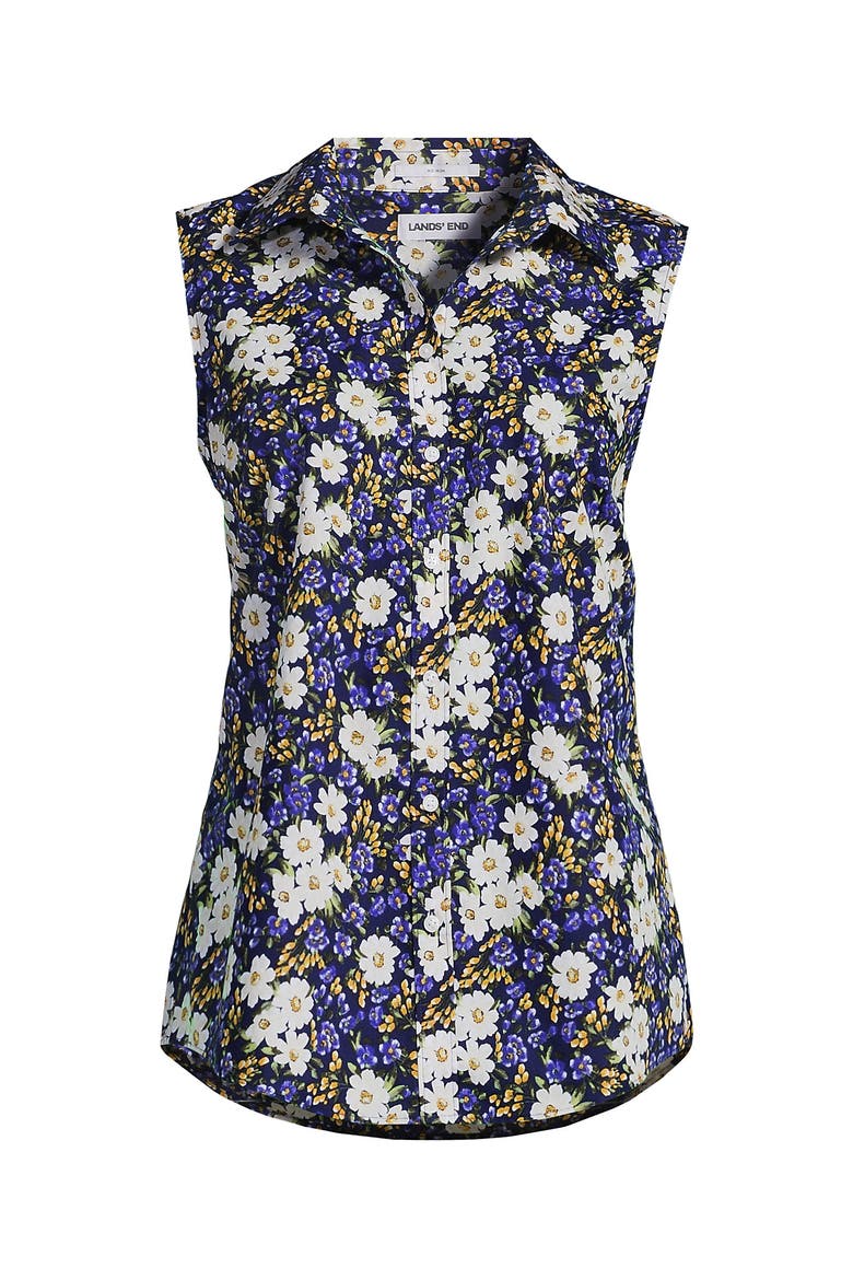 Sleeveless No Iron Shirt, Alternate, color, Deep Sea Spring Floral