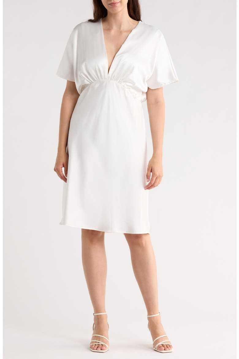 Deep V-Neck Cocktail Dress, Main, color, IVORY