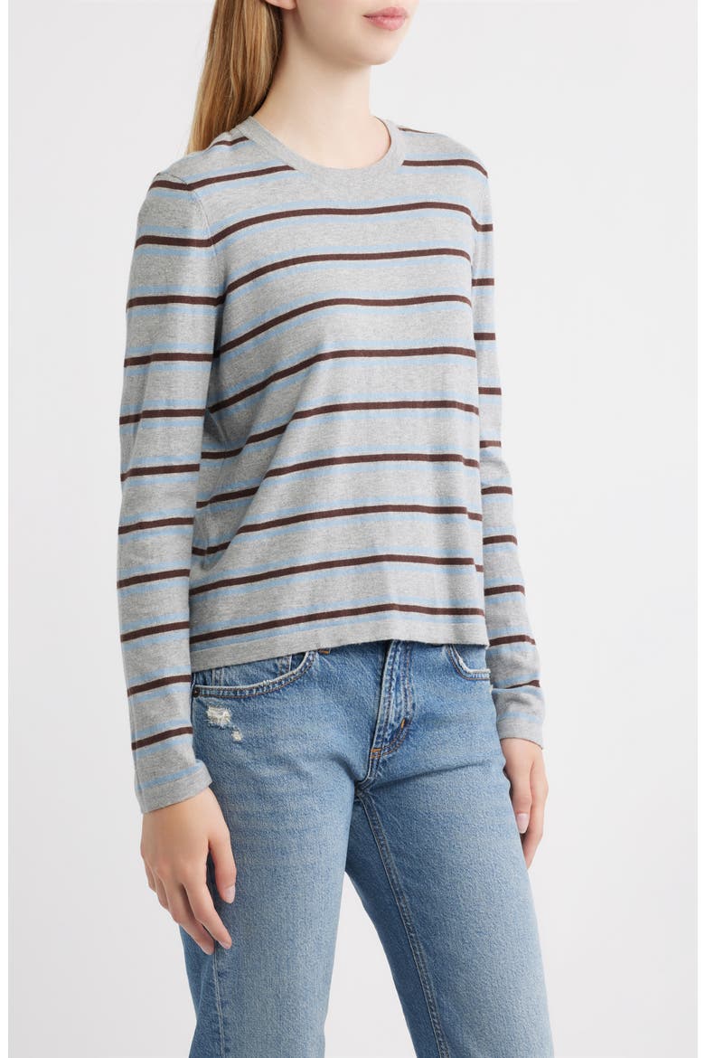 Davie Stripe Cotton & Cashmere Sweater, Alternate, color, HEATHER SKY