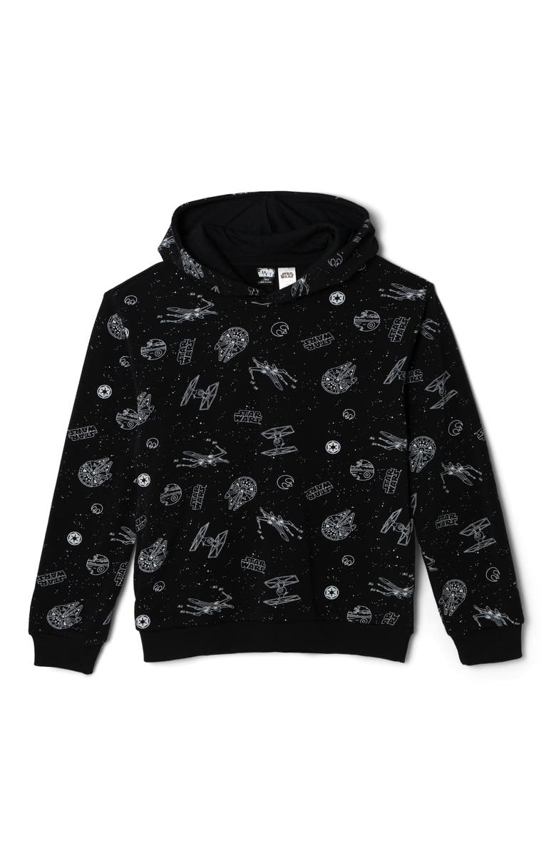 Star Wars Fleece Pullover Hoodie, Main, color, Black Starry Print