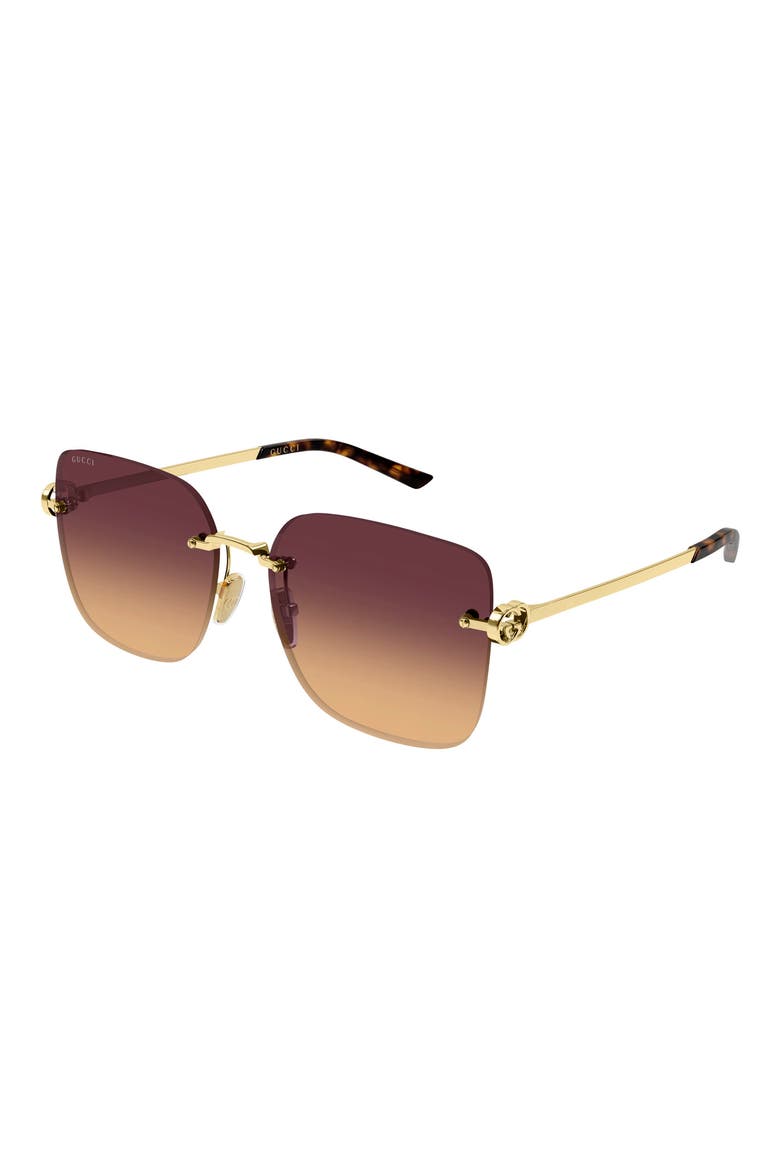 GG2229SA 60mm Polarized Gradient Butterfly Sunglasses, Alternate, color, GOLD/ BURGUNDY OMBRE