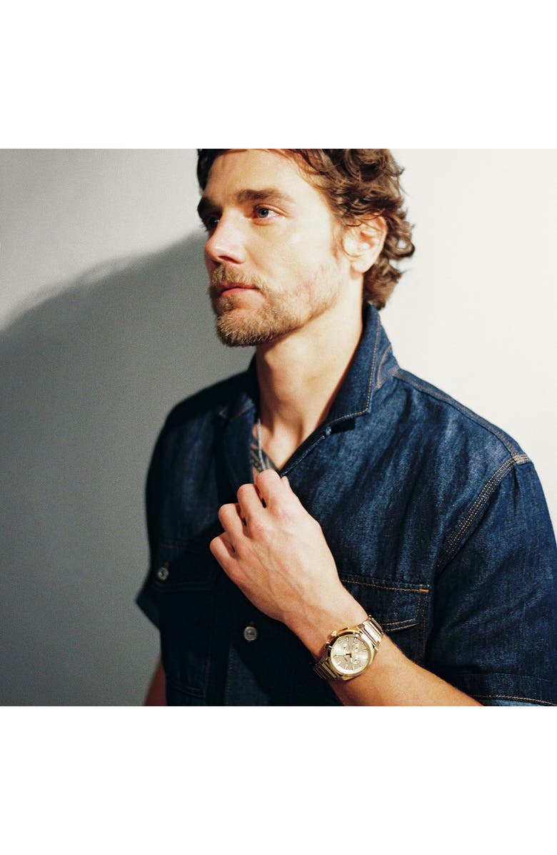 Fossil Everett Chronograph Bracelet Watch, 44mm, Alternate, color, Gold