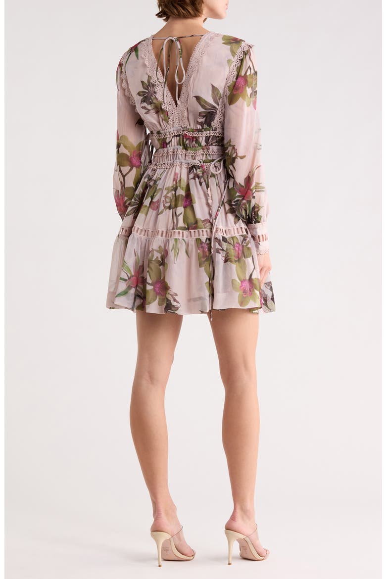 Xanthe Floral Long Sleeve Minidress, Alternate, color, ADENA SOFT PINK