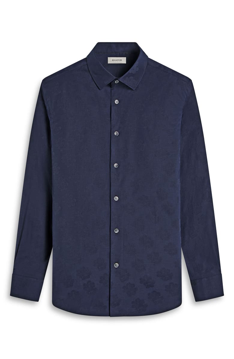 Bugatchi Julian Floral Jacquard Stretch Cotton Button-Up Shirt, Alternate, color, 