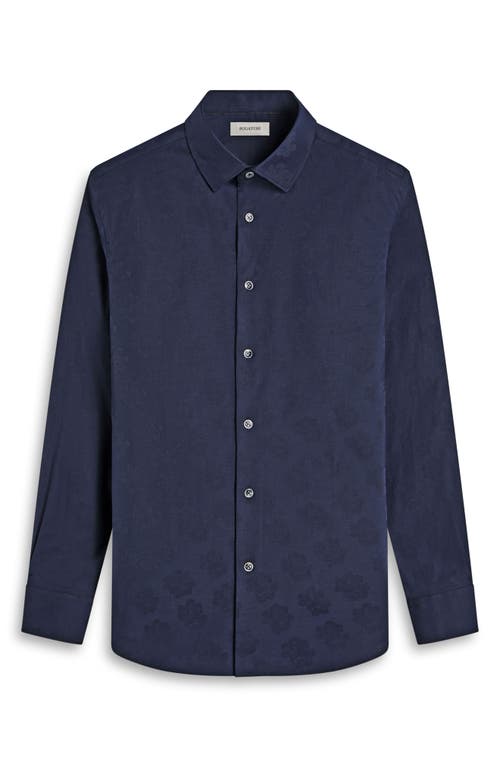 Bugatchi Julian Floral Jacquard Stretch Cotton Button-up Shirt In Black