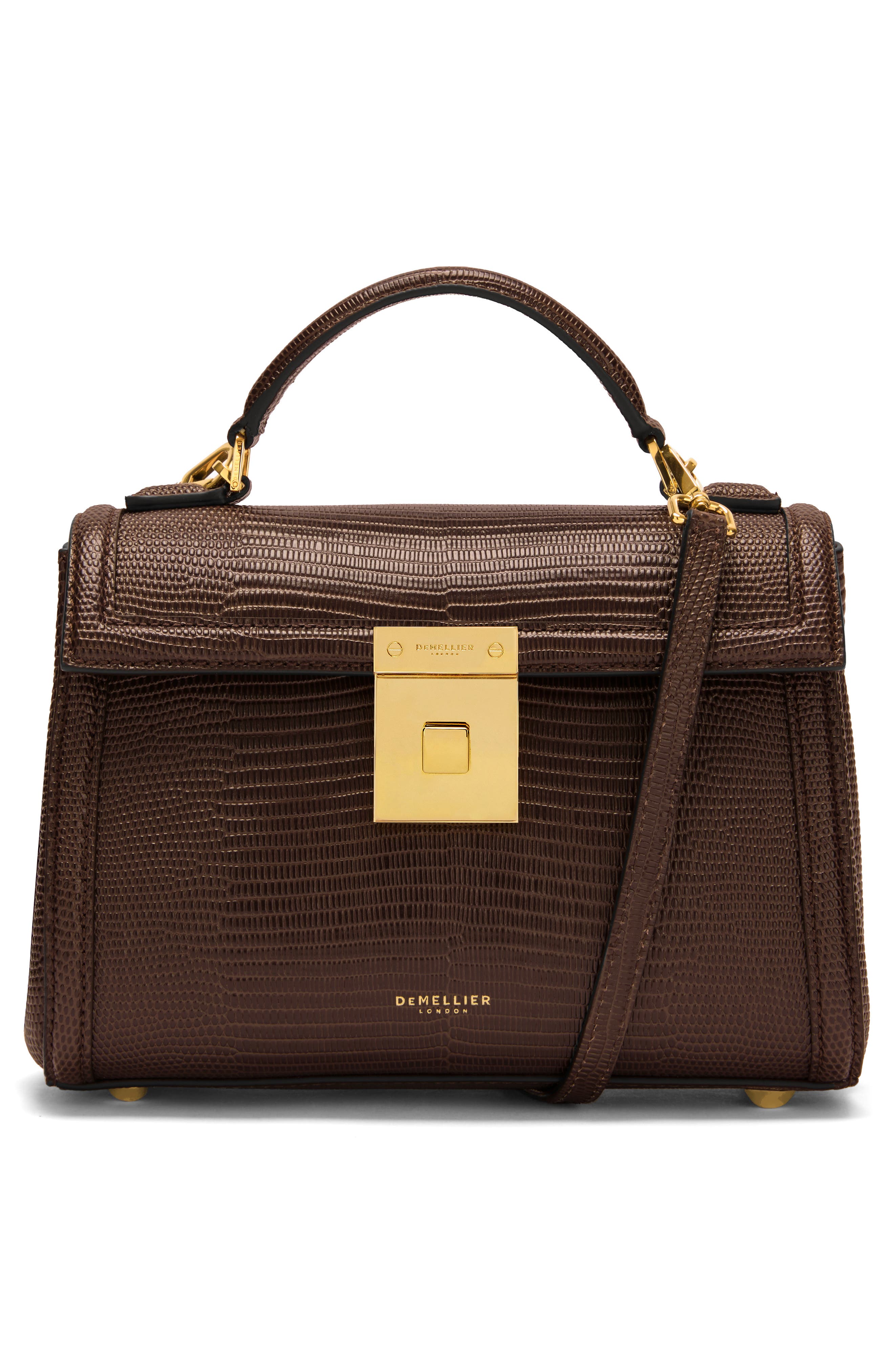 DeMellier Paris Lizard Embossed Leather Top Handle Bag, Alternate, color, 