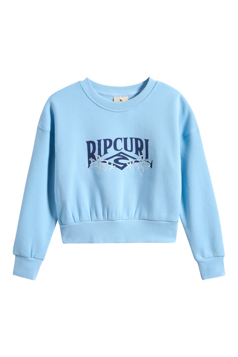 Kids' Tropical Logo Cropped Sweatshirt, Main, color, SKY BLUE