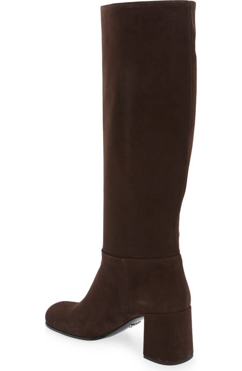 Prada Logo Knee High Boot, Alternate, color, Moro