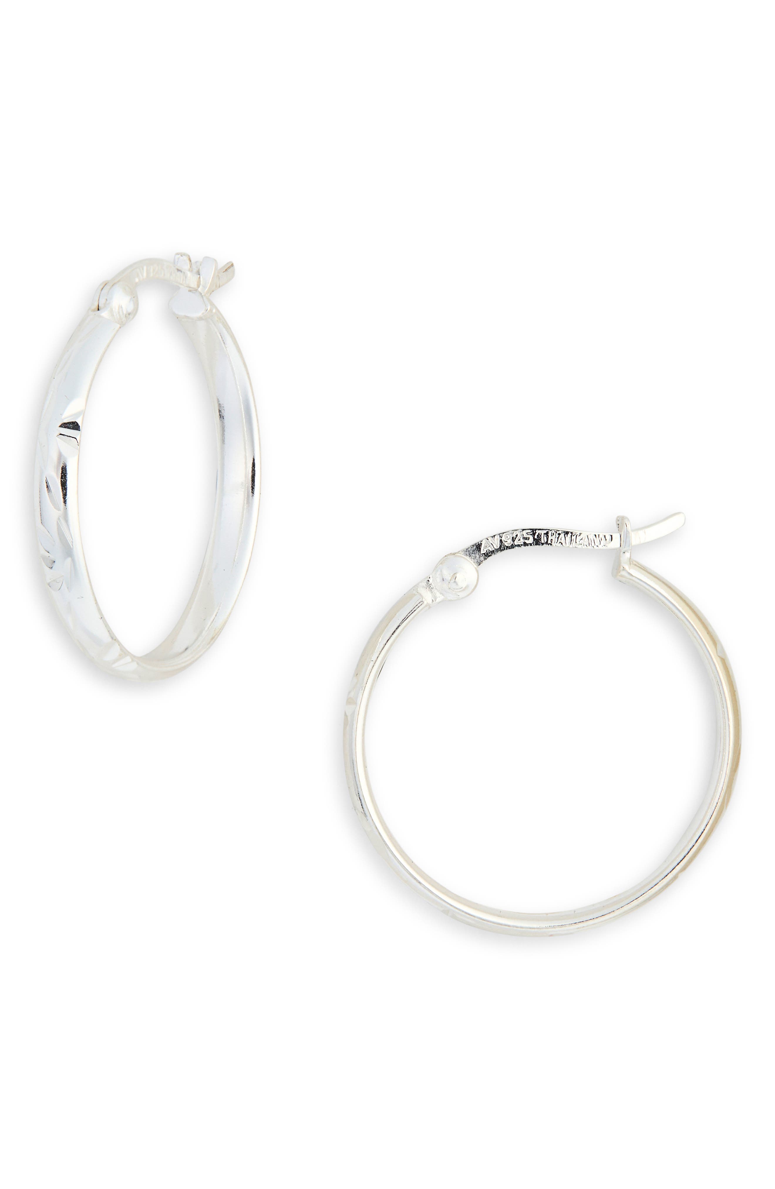 Diamond Cut Sterling Silver Hoop Earrings
