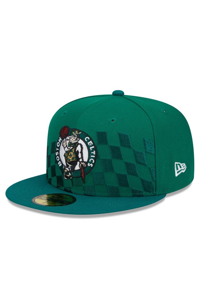 New Era Men's New Era Kelly Green Boston Celtics Rally Drive Checkerboard 59FIFTY Crown Fitted Hat, Alternate, color, Kelly Green