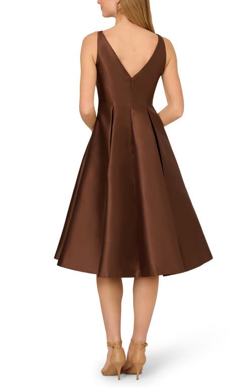 Adrianna Papell Sleeveless Mikado Fit & Flare Midi Dress In Brown