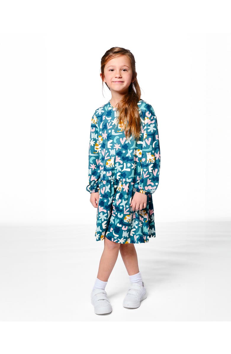 Deux par Deux Jersey Dress Cat, Main, color, Green