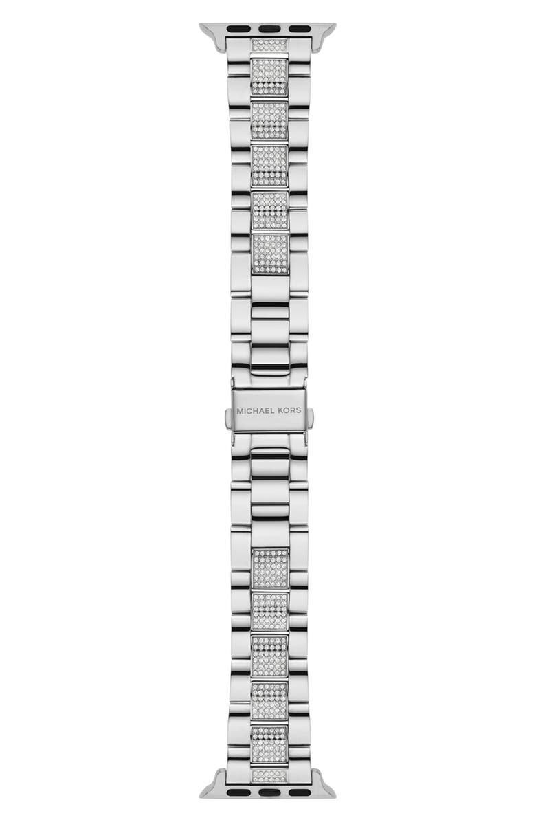Michael Kors Pavé Inset Silvertone 20mm Apple Watch<sup>®</sup> Bracelet Watchband, Main, color,
