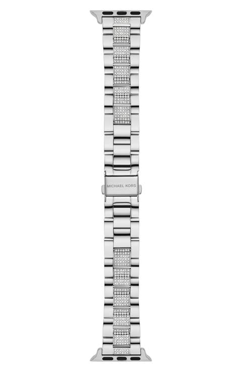Pavé Inset Silvertone 20mm Apple Watch® Bracelet Watchband