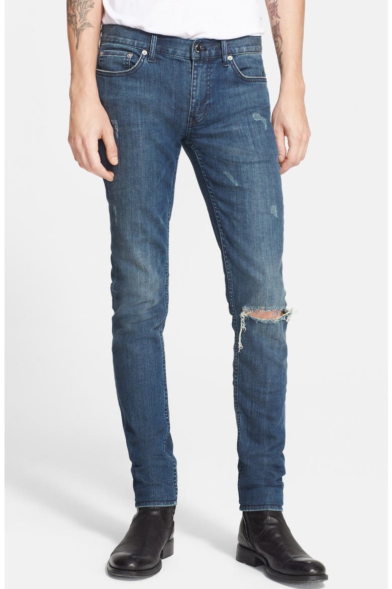 Distressed Skinny Fit Jeans, Main, color, FROST BLUE