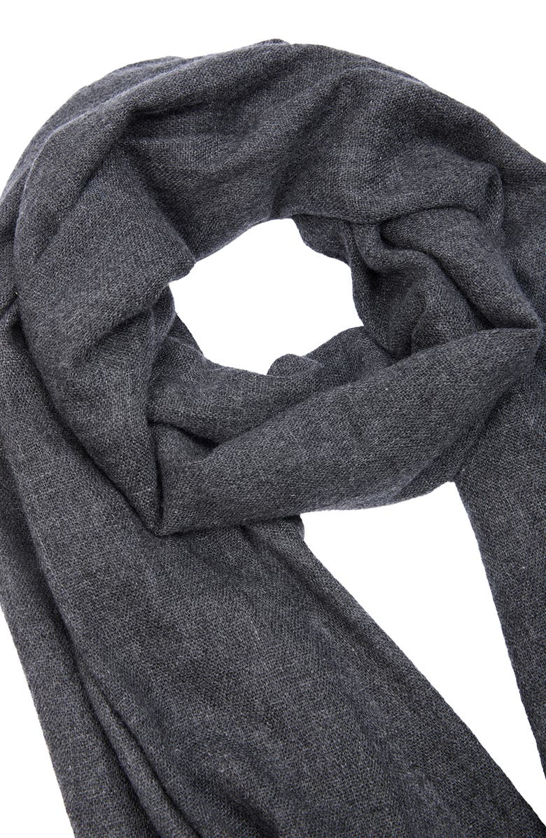 SAACHI Wool Blend Fringe Scarf, Alternate, color, Charcoal