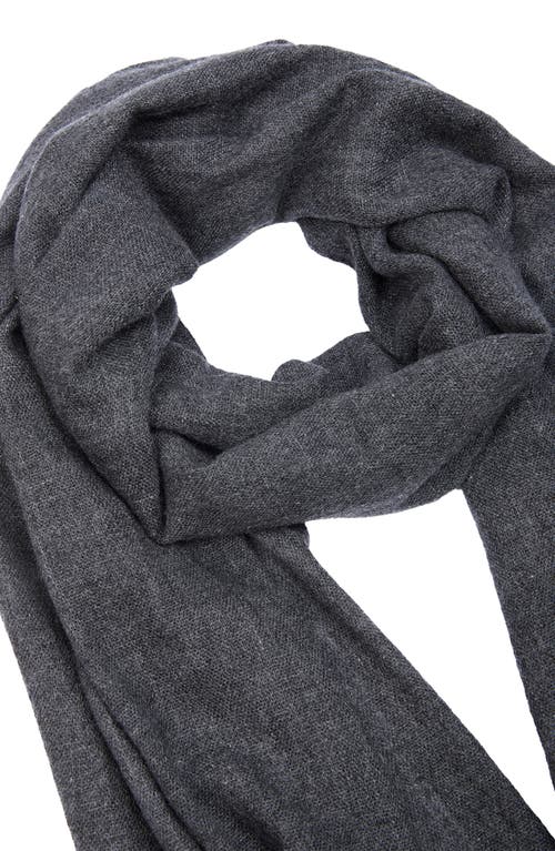 Saachi Wool Blend Fringe Scarf In Charcoal
