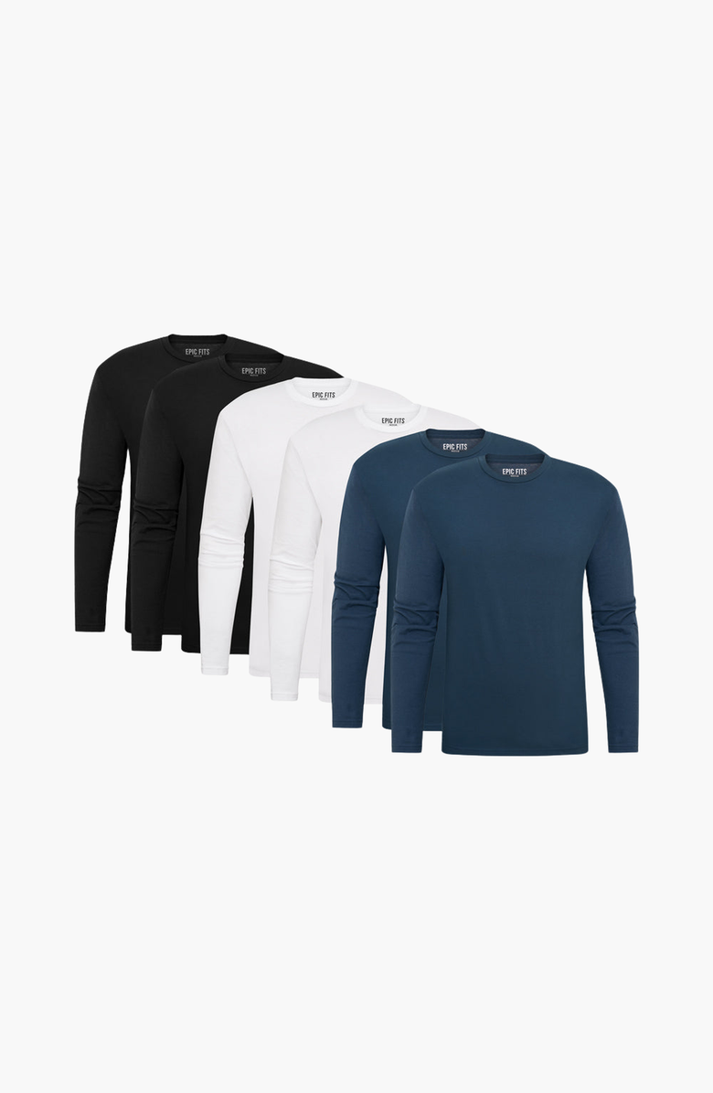 EPIC FITS Standard Long Sleeve Crew Neck T-Shirt, Main, color, Black / White / Slate Blue