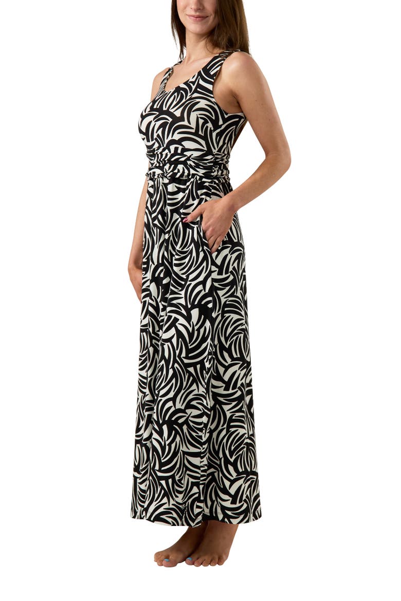 V-Neck Maxi Dress with Pockets, Alternate, color, Black Current